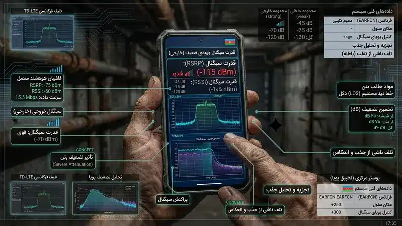 اندازه‌گیری سیگنال موبایل با واحد dBm در طبقات منفی