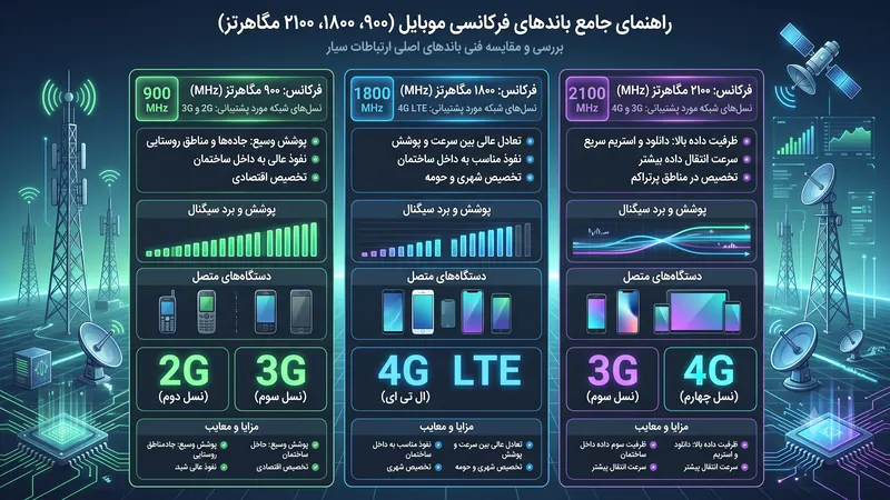 بررسی باندهای فرکانسی و تحلیل وضعیت پوشش شبکه در مناطق خارج از شهر
