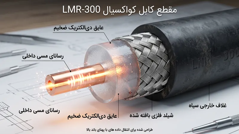 ساختار کابل‌های کواکسیال LMR300 و اهمیت افت سیگنال در متراژهای بالا