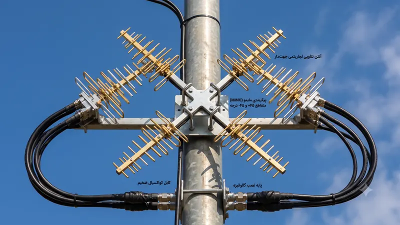 آرایش نصب آنتن های تقویتی MIMO قطبیده متقاطع برای مودم های اینترنت 4G