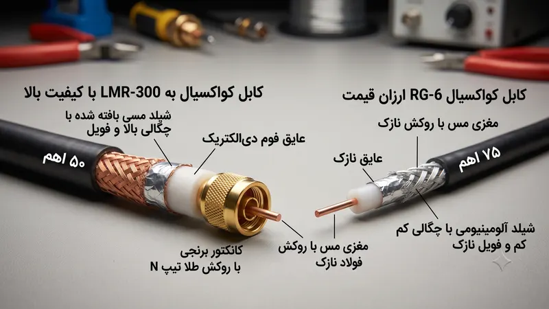 ساختار اتصالات و کابل کواکسیال ۵۰ اهم مخابراتی در سیستم ریپیتر